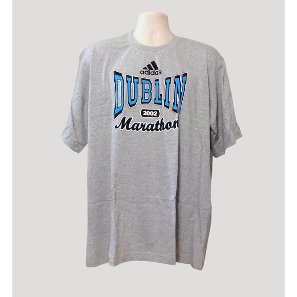 Adidas Dublin Marathon 2002 T-Shirt XL Gray Blue Graphics - Picture 1 of 7